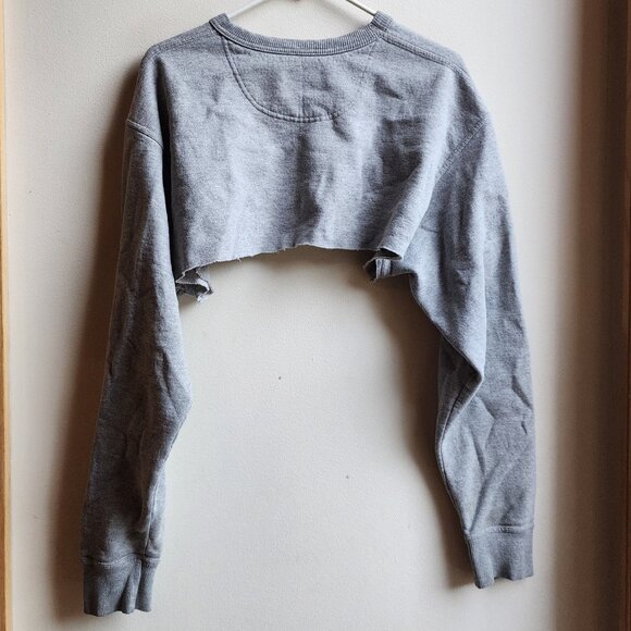 Champion Gray High Crop Long Sleeve Sweatshirt Size Large - Picture 12 of 14